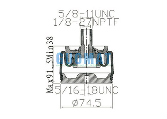 W02-358-3001 โช้คอัพ 2 ชั้น Cab Air Firestone W02-358-3000 สปริงลมรูปทรงแขน