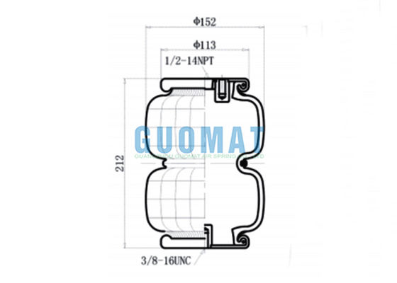2B2500 ระบบกันสะเทือนแบบ Air Spring ความสูง 212 มม. Standard Double Convoluted Rubber
