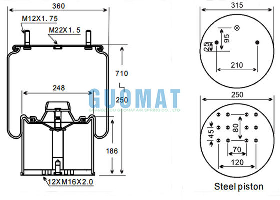 สปริงลมรถบรรทุกสีดำความทนทานสูง W01-M58-8966 Firestone Air Suspension Systems 881MB