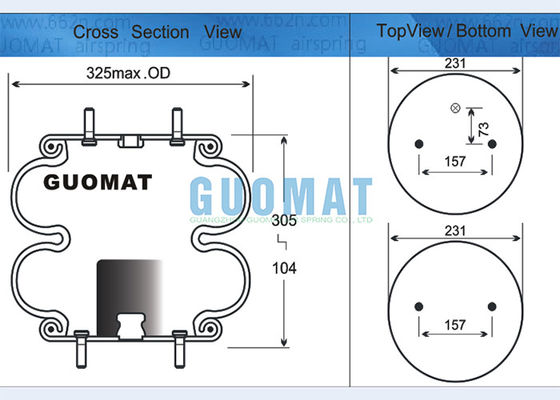 FD 330-22 337 Contitech Double Convoluted Industrial Air Spring W01-358-7401 บอลลูนอากาศไฟร์สโตน พร้อมการเชื่อมต่อสตูด