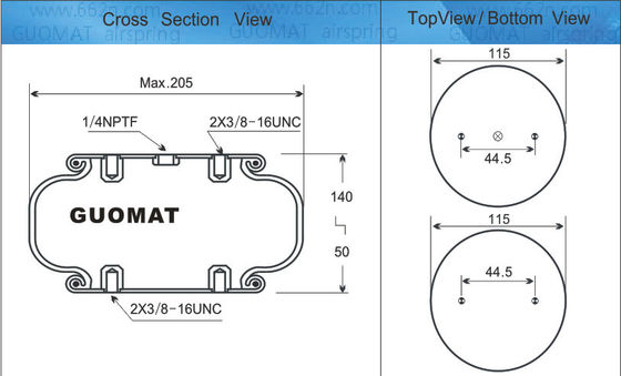 W013587451 ไฟสโตน อากาศสปริง DIA. Max. 205 อากาศการแขวนขวาง Bellows / เดี่ยวกลม