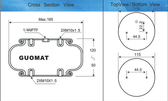 สปริงอากาศอ้างอิง 1B5080 หัวหินยาง Firestone 131 กับแผ่นบน Dia 115mm