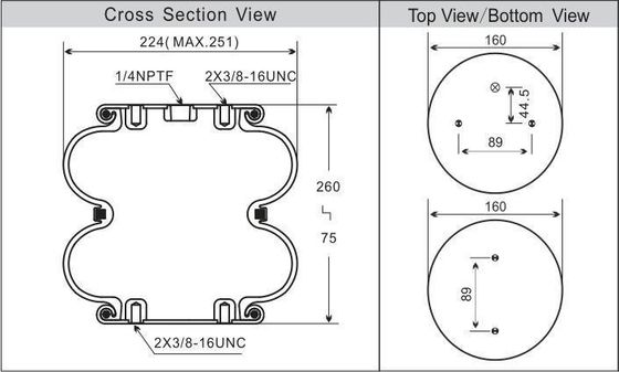 W01-358-6926 มหาวิทยาลัย Double Convoluted Air Spring FD 200-19 504 การแขวนอากาศ Contitech