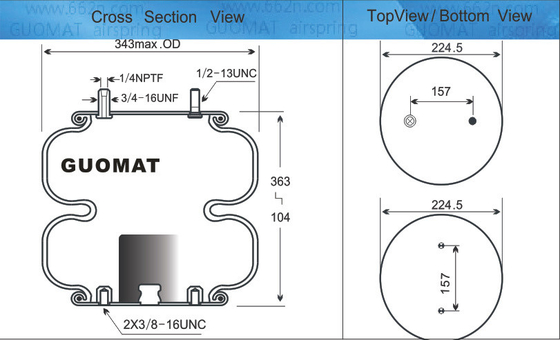 Contitech FD 331-26 514 การแขวนสปริงอากาศสปริงอากาศเข้า 1/4-18 NPTF แอร์แบ็ก