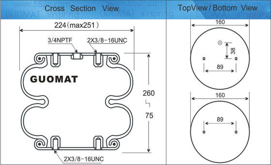 FD 200-19 319 Contitech แอร์สปริง W013586900 แอร์สปริง อคจิวเตอร์ด้วย 3/4 NPT แอร์อินเลท ยาง Bellows 578923202