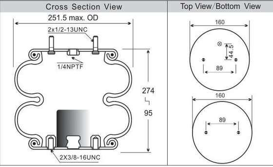 W01-358-6905 สายแขวนรถบรรทุกอเมริกัน สปริงอากาศ Contitech สําหรับ Hendrickson