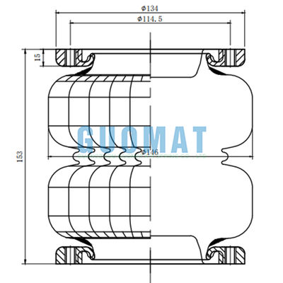 2S70-13F Airride Flange การแขวนอากาศ Double Convoluted Air Shocks Max. H. 175MM