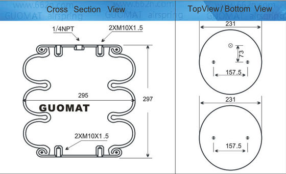 Guomat Air Spring 3B6617 สายพัดอากาศสามสายพัดยาง Bellow NO. 3B300