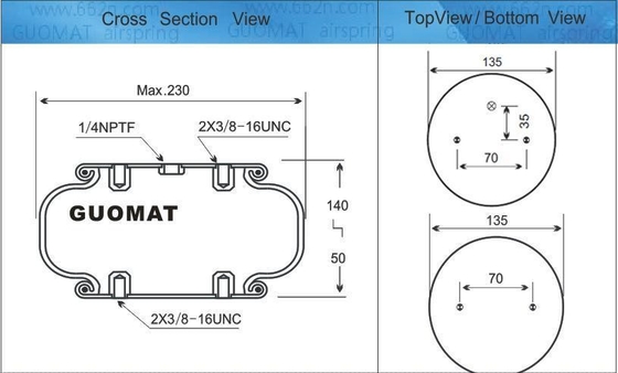 W01-358-7564 ไฟสเตย์สไตล์ 116 อากาศยาง Bellow อุตสาหกรรมยกกระเป๋าอากาศ