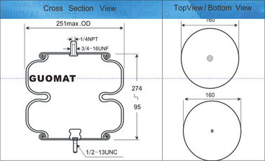 ไฟสปิริต W01-358-6897 ฤดูใบไม้ผลิอากาศอุตสาหกรรม Goodyear 2B9-228 ถุงลม Ride Rite สำหรับ Ridewell 1003586897C