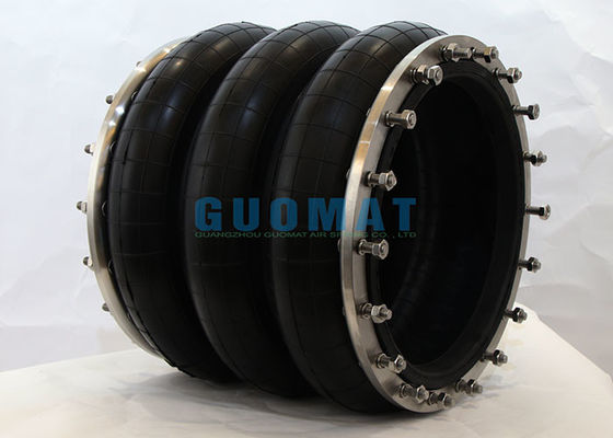 กระเป๋าสะพายอากาศอุตสาหกรรมสามแบบ LHF320/350-3 ด้วยสแตนเลส Flanges อุปกรณ์การทํากระดาษ Air Springs