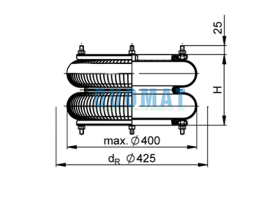 FD 614-26 Contitech Flange Air Spring 14"1/2x2 ยางอากาศลมสําหรับเครื่องทํากล่อง