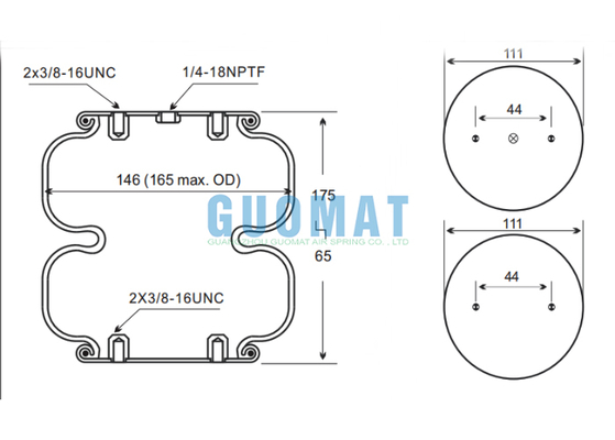 W01-358-7025 ไฟสโตน Double Convoluted Air Spring 65 มม-175 มม สตรอค สําหรับอุตสาหกรรม