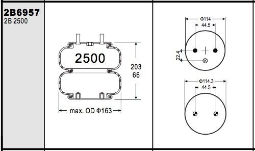 W013586957 ถุงลมนิรภัย Firestone Double Convoluted Double 255-1.5 Air Inlet 1/4 NPT
