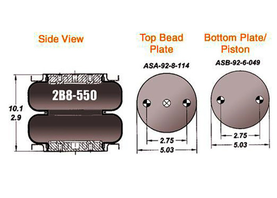 2B8-550 Goodyear Air Spring Bellows 579922550 สำหรับ Mac-k truck 57QK113
