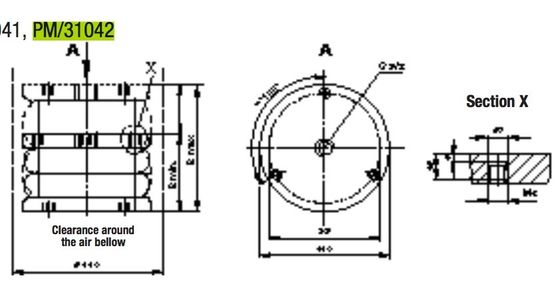 PM / 31042 Industrial Air Spring Bellow Single Acting 4-1 / 2 "80mm G3 / 8