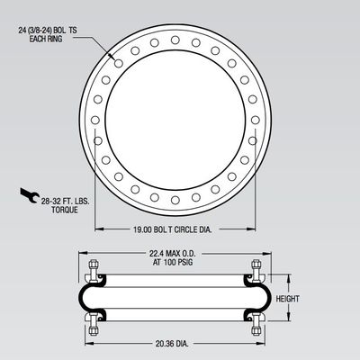 FS 1710-12 RS Industrial Air Shocks Firestone W01-358-7727 สำหรับอุปกรณ์อุตสาหกรรมคอนติเนนทอล