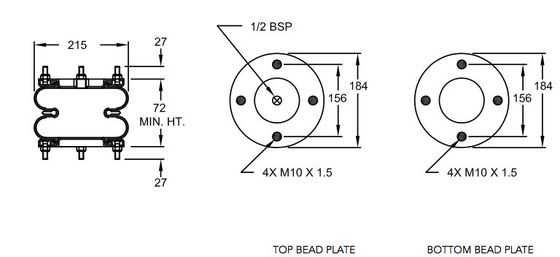W01-R58-4055 DUNLOP ถุงลมนิรภัยสปริง SP1490/SP 918 FRUEHAUF F48054/M80A04 LOHR A06030604