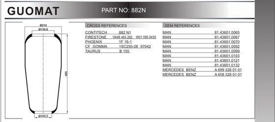 Bellow Type Air Spring W010950435 1R4R 465 260 Firestone ยางธรรมชาติ Suspension Air Spring