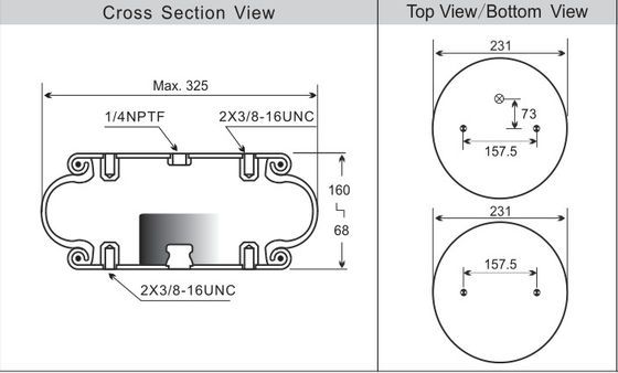 W01-358-7009 Convoluted Air Spring Air Bellow ช่วงล่าง 1B12-301 SAF Holland