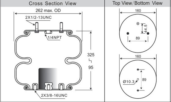 สปริงอัดลมยาง Convoluted รุ่น 2B 20F-2 สำหรับอุปกรณ์อุตสาหกรรม