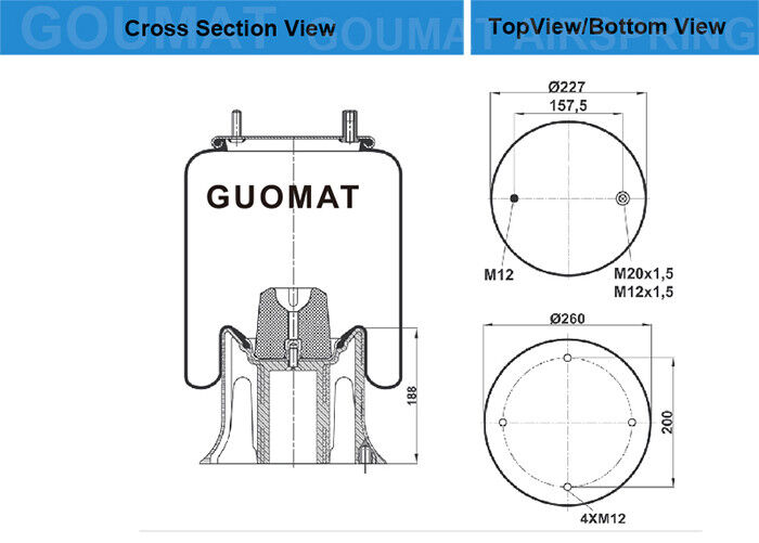 2122 6039 /2121 5891 - Fruehauf UJA 0894-001 Truck Spring Air Bags W01-M58-7548