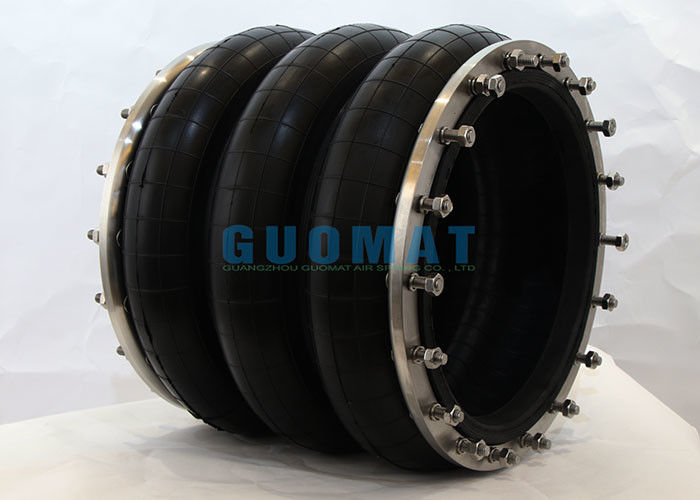 กระเป๋าสะพายอากาศอุตสาหกรรมสามแบบ LHF320/350-3 ด้วยสแตนเลส Flanges อุปกรณ์การทํากระดาษ Air Springs
