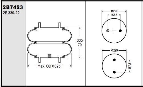 W01-358-7423 2B12-432 Contitech Air Spring FD330-22 368 สำหรับ SAUER P10-784