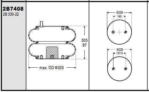 ไฟร์สโตนรุ่น W01-358-7408 ถุงลมนิรภัยคู่อุตสาหกรรมแบบยกสปริง Contitech FD330-22 366