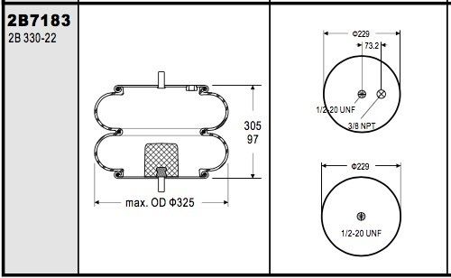 2B12-412 W01-358-7183 Firestone Air Spring สำหรับ Fruehauf Number UCA0112 พร้อมกันชน
