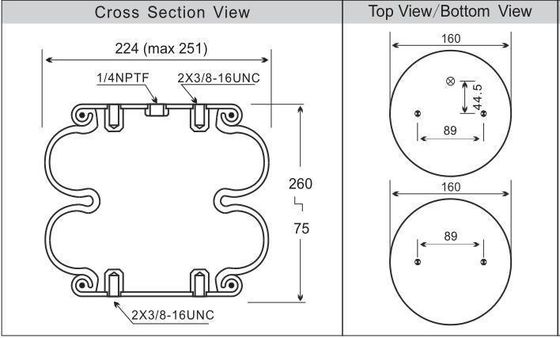 รถกระบะหนักส่วนลมแขวน 2B9-200 Goodyear ยางลมสปริงสําหรับ Hendrickson