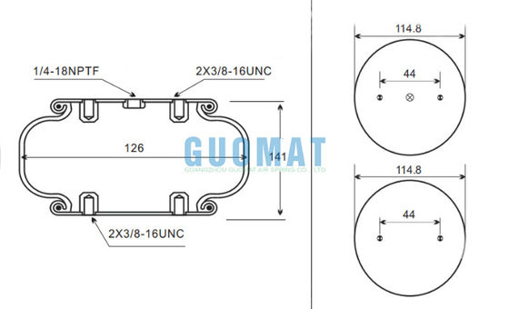 W01-358-7725 Firestone อุตสาหกรรม สปริงอากาศสปริงเดียว 141mm ความสูงการออกแบบสําหรับอุปกรณ์อิเล็กทรอนิกส์
