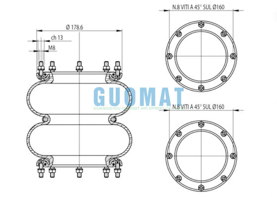 291.2.201 T291/2 ลูกโป่งช่วงล่างอากาศ 365461 โช้คอัพลมแบบลูกสูบ 81720882 LANCIA