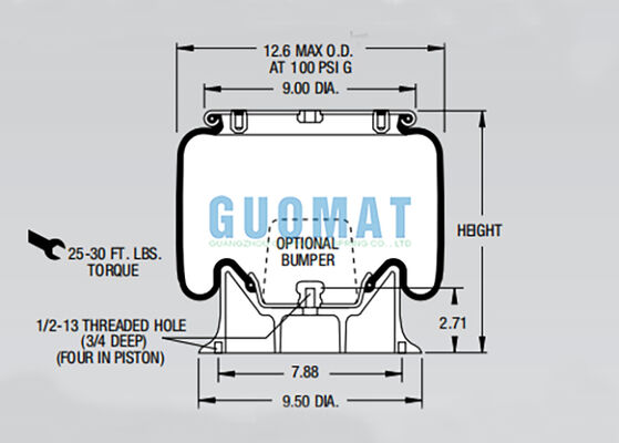 สปริงลมแบบลูกกลิ้ง Firestone W01-358-9053 1T15M-2 ถุงลมช่วงล่างรถบรรทุก