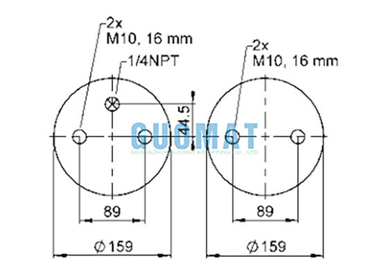 FD 200-19 1/4 M10 Contitech โช้คถุงลมช่วงล่าง 72047 สปริงลมแบบสองทบ