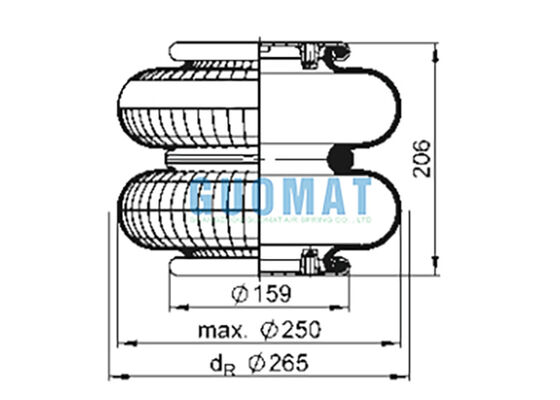 FD 200-19 1/4 M10 Contitech โช้คถุงลมช่วงล่าง 72047 สปริงลมแบบสองทบ