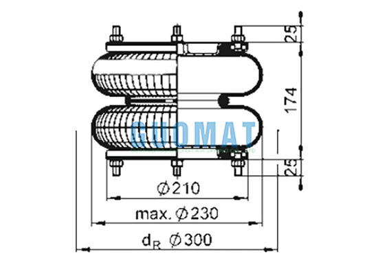 10''X2 แก๊สเติมยางเบลโลว์ FD 210-22 1/2 M10 Contitech หน้าแปลน สปริงลมสำหรับอุตสาหกรรม