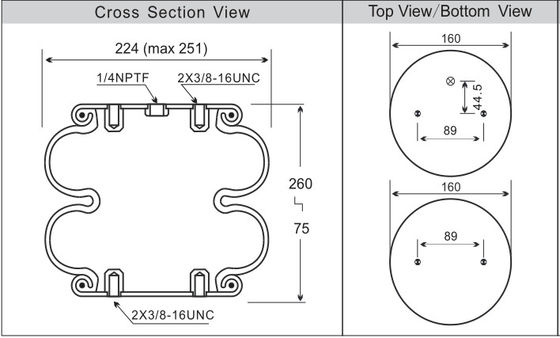 W013586910 Suspension Air Spring สำหรับ Hendrickson Double Convoluted Airbag