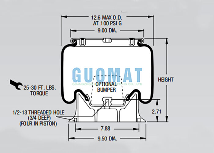 สปริงลมแบบลูกกลิ้ง Firestone W01-358-9053 1T15M-2 ถุงลมช่วงล่างรถบรรทุก