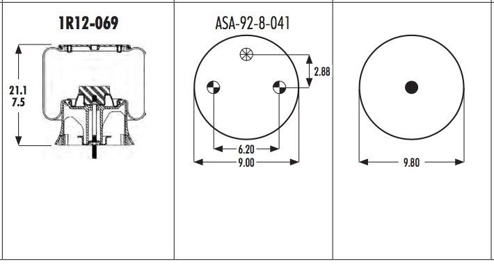 1R12-069 รถบรรทุก Air Springs 566243038 FIRESTONE W01-358-9069